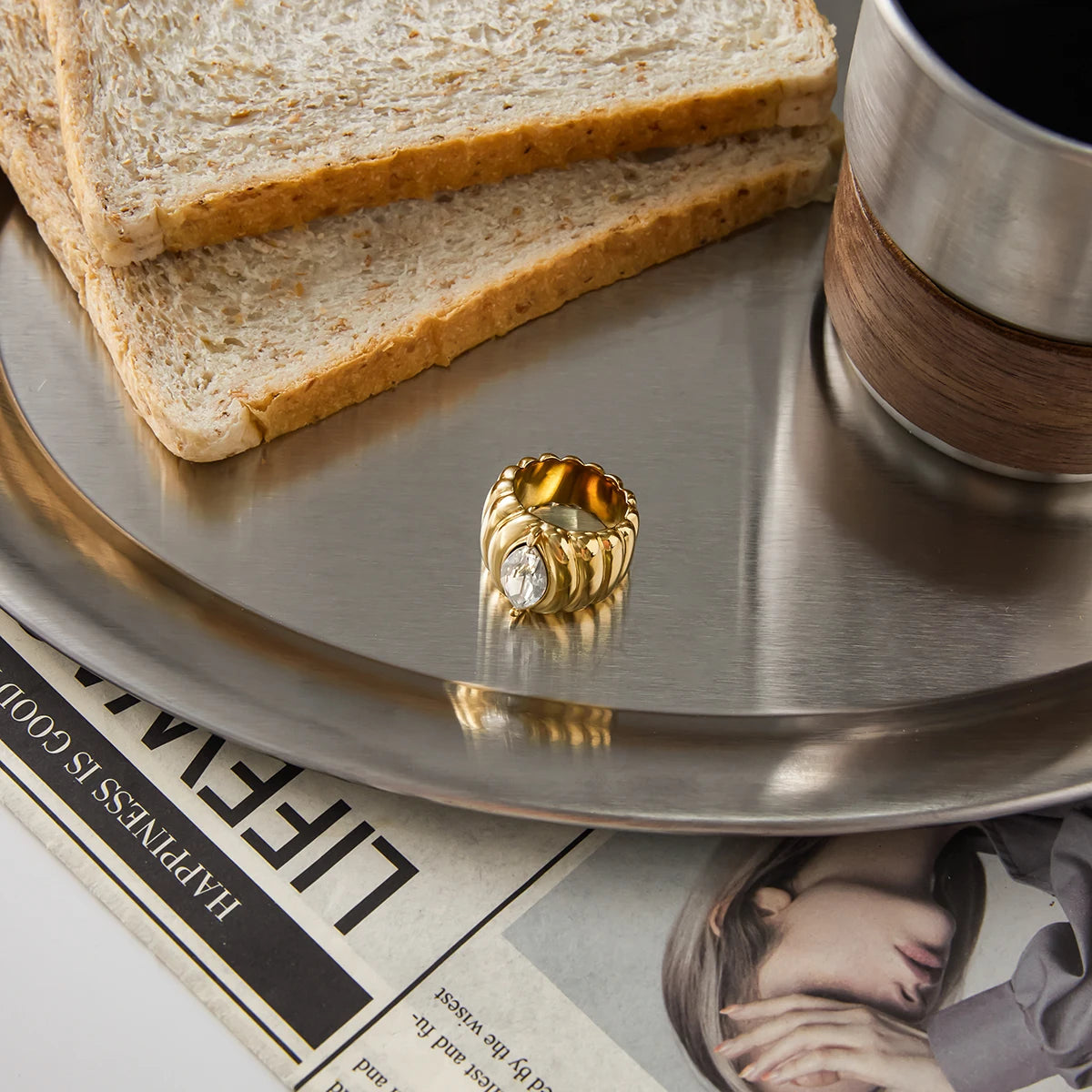 LumiRib Rhinestone Ring