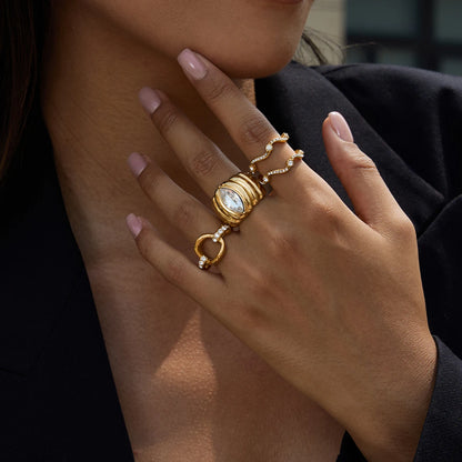 LumiRib Rhinestone Ring