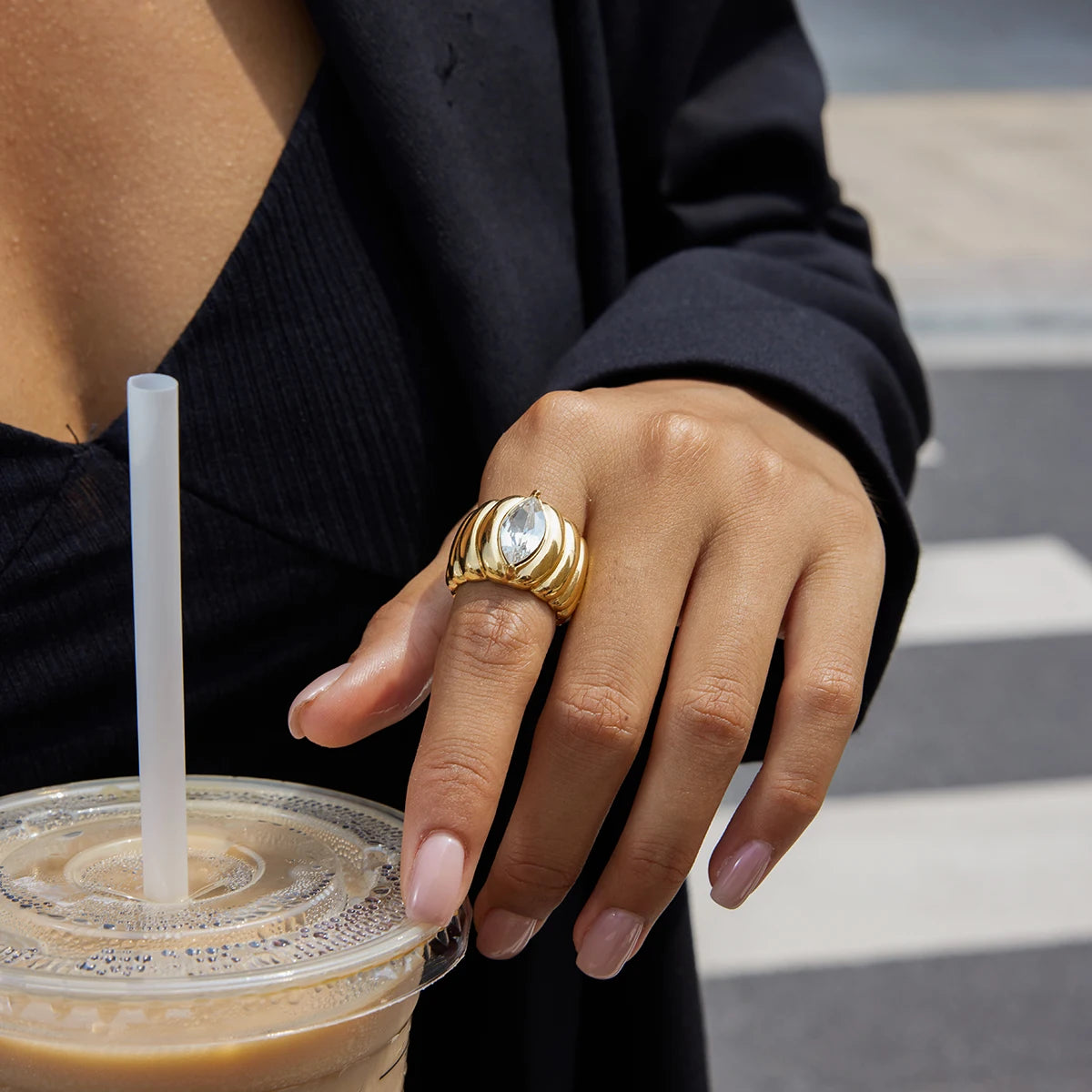 LumiRib Rhinestone Ring